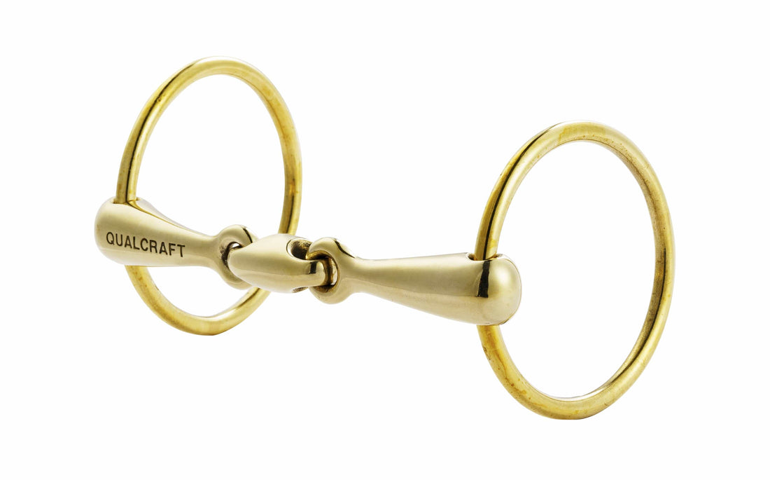 QualCraft English > Loose Ring 125mm Brass Loose Ring Bit, 65mm Ring, Double Jointed Copper Mouth, 18mm Thickness