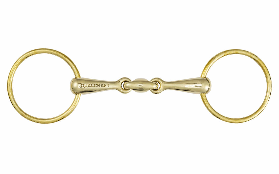 QualCraft English > Loose Ring 125mm Brass Loose Ring Bit, 65mm Ring, Double Jointed Copper Mouth, 18mm Thickness