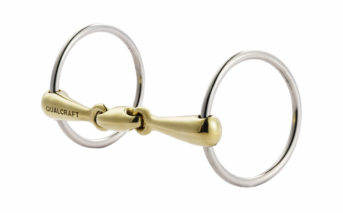 QualCraft English > Loose Ring Stainless Steel Loose Ring Bit, 70mm Rings, Double Jointed Mouth Copper 18mm Thickness: Lozenge