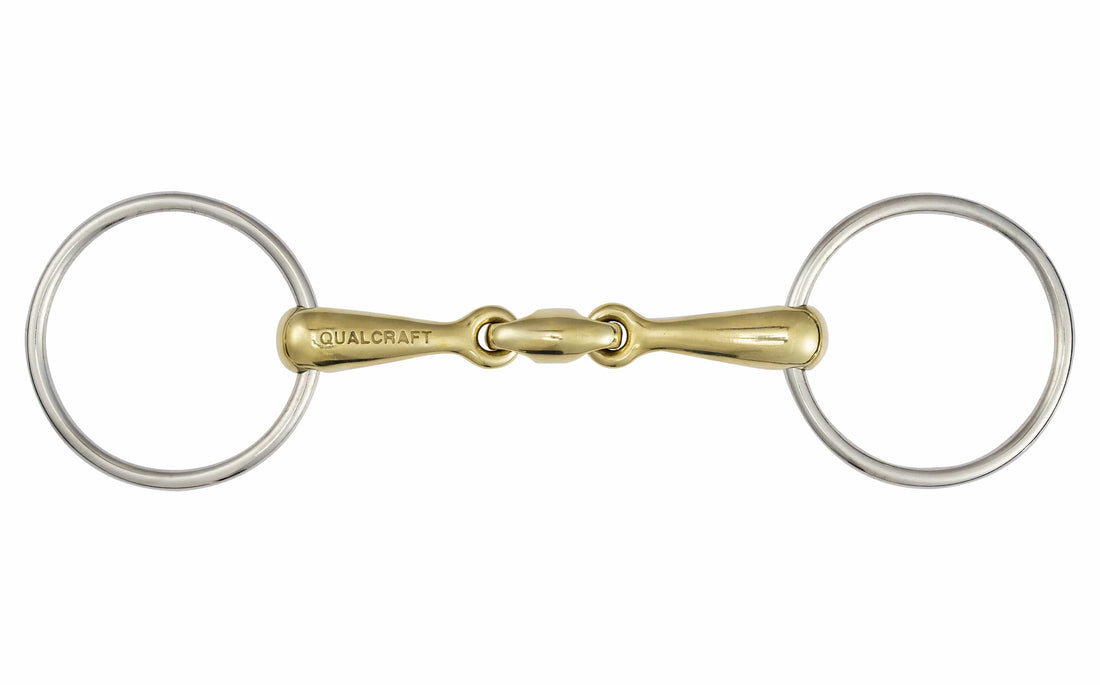 QualCraft English > Loose Ring Stainless Steel Loose Ring Bit, 70mm Rings, Double Jointed Mouth Copper 18mm Thickness: Lozenge