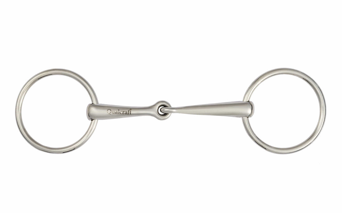 QualCraft English > Loose Ring Stainless Steel Loose Ring Bit, Stainless Snaffle Mouth, 70mm ring, 14mm Thickness