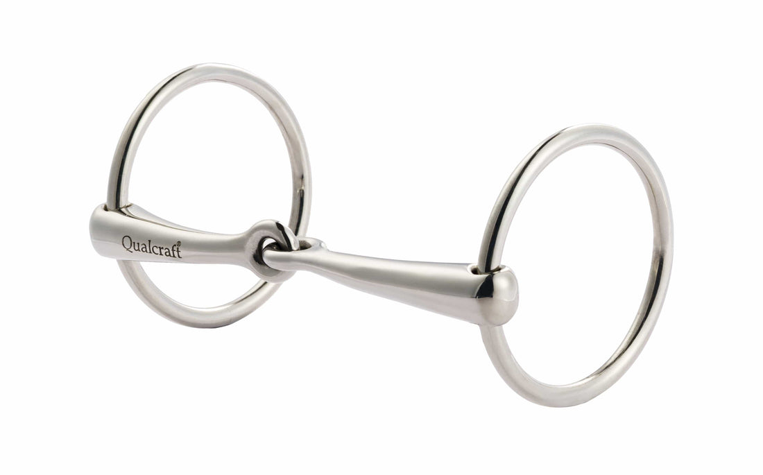 QualCraft English > Loose Ring Stainless Steel Loose Ring Bit, Stainless Snaffle Mouth, 70mm ring, 14mm Thickness