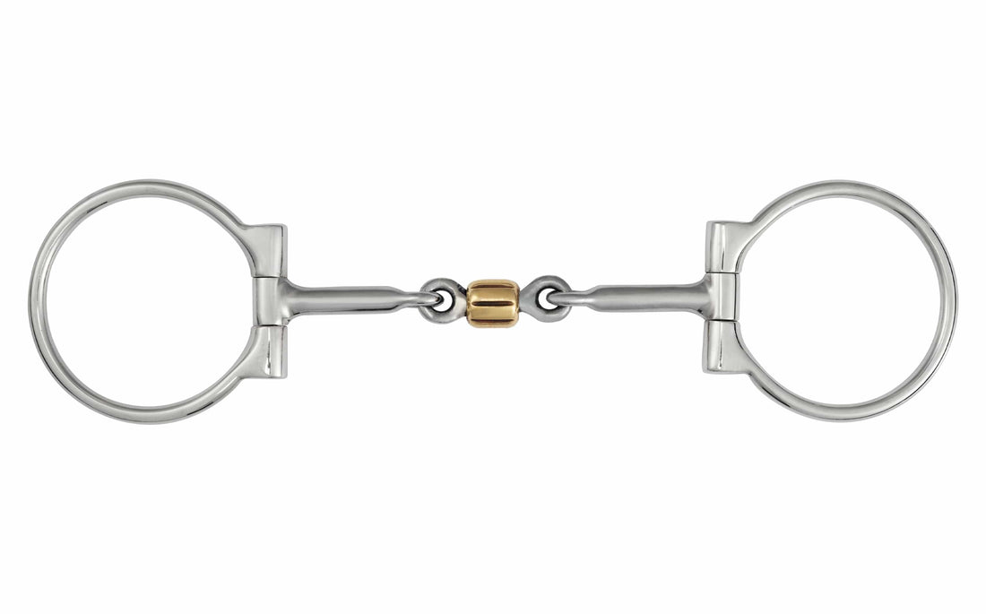 QualCraft Western > D-ring 5" Smooth Dogbone D-ring Bit with Copper Inlays