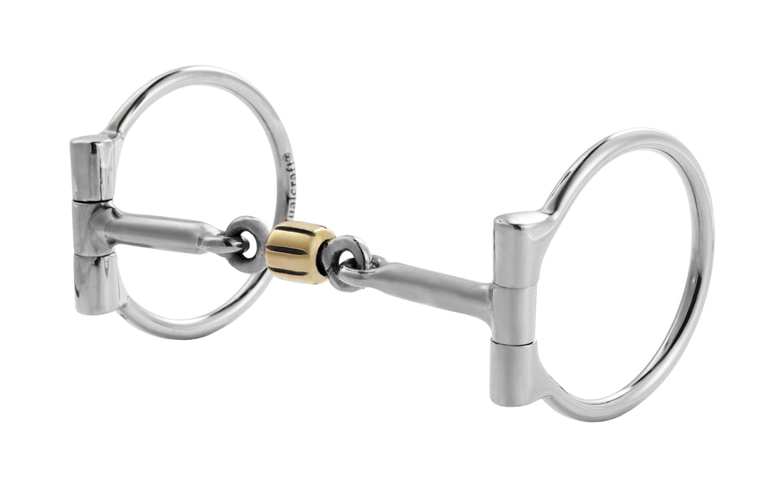 QualCraft Western > D-ring 5" Smooth Dogbone D-ring Bit with Copper Inlays
