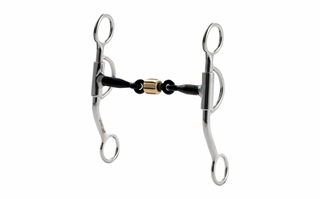 QualCraft Western > Snaffle bit 5" All Around Curb Bit for Horse -
 3-Piece Sweet Iron Snaffle with Copper Roller