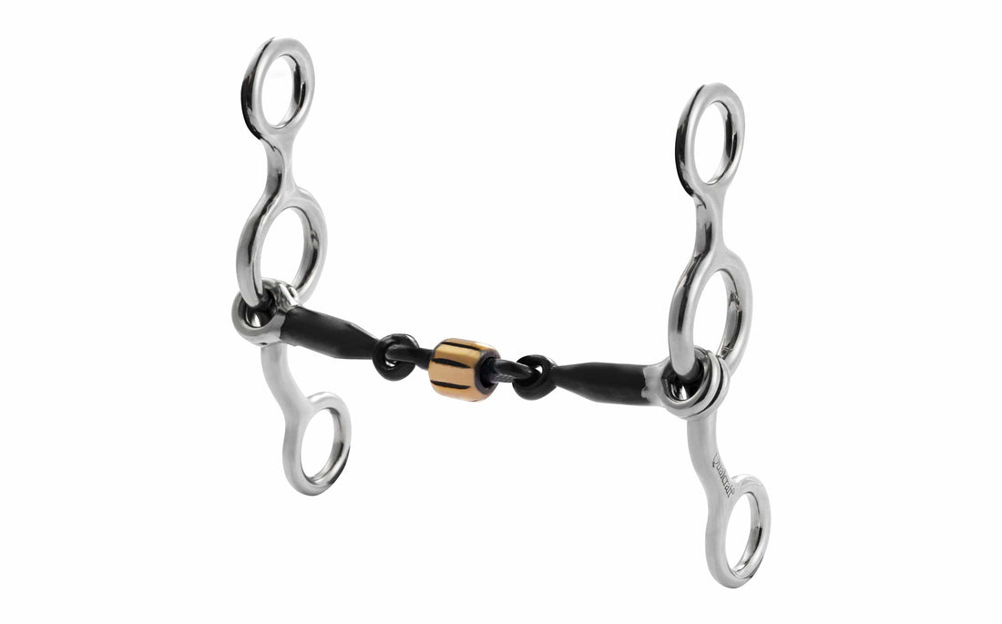 QualCraft Western > Snaffle bit 5" Stainless Steel Junior Cowhorse Snaffle bit with Dogbone Center & copper roller