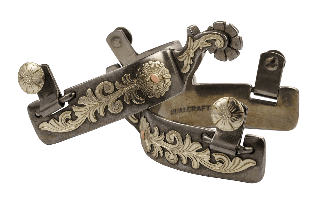 QualCraft Western > Spurs Men GS & Copper Dots Floral Light Blackening Men's Spurs