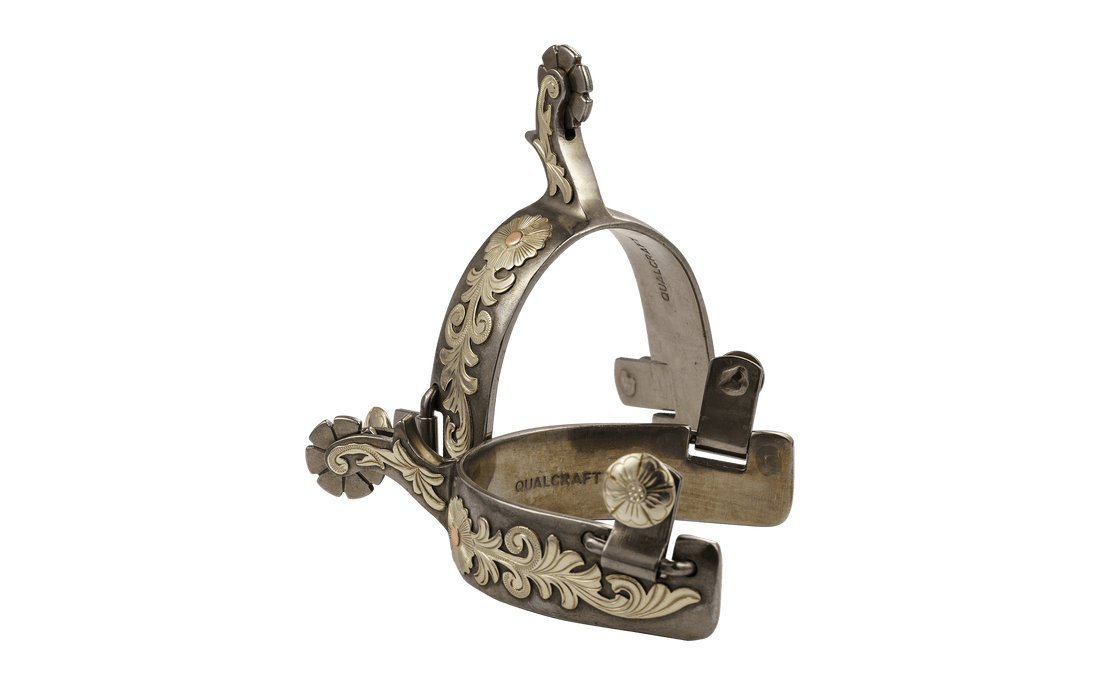 QualCraft Western > Spurs Men GS & Copper Dots Floral Light Blackening Men's Spurs