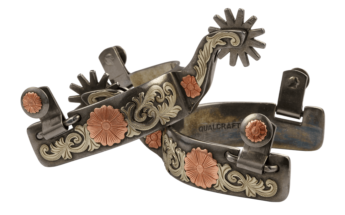 QualCraft Western > Spurs Men GS & Copper Flower Light Blackening Men's Spurs