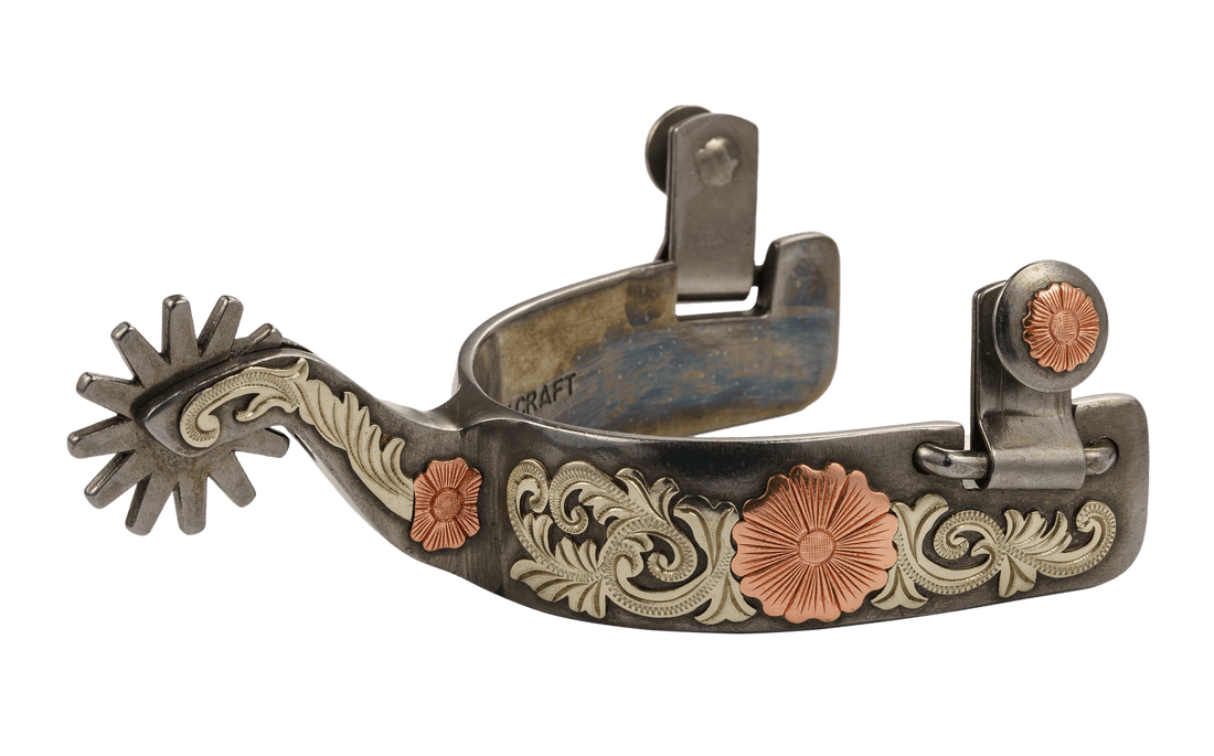 QualCraft Western > Spurs Men GS & Copper Flower Light Blackening Men's Spurs